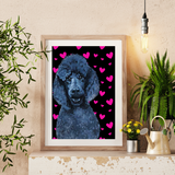 Valentines Pup painting with pink hearts