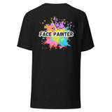 TLC Brand on Front and Face Painter on Back Unisex t-shirt