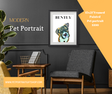 NEW ITEM Modern Framed Painted Named Pet Portrait - 16x20" - Wall Collage Canvas Art - Pet Portrait Painting