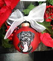 Live Edge Wood Disc or Wood Square Hand Painted Pet Portrait Christmas Ornament With Cord