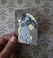 Medium Gold leaf pets Pet Portrait - Pet Painting - Gold Foil - New Animal 4x6