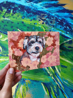 Medium Gold leaf pets Pet Portrait - Pet Painting - Gold Foil - New Animal 4x6