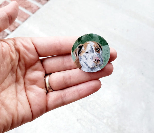 Mini Dog Painting Buttons and Matchboxes - Portrait - Custom Dog Art Gift